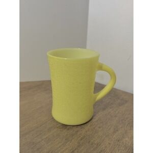 Vintage GLASBAKE J-2277 Basket Weave Yellow Milk glass Retro Mug Cup
